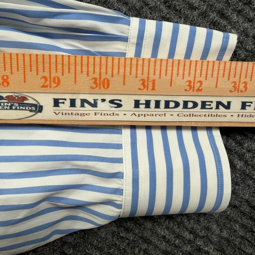 Polo Ralph Lauren Shirt Mens 3XB Blue White Stripe Button Up Long Sleeve Big